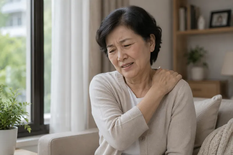 Older adult experiencing shoulder discomfort