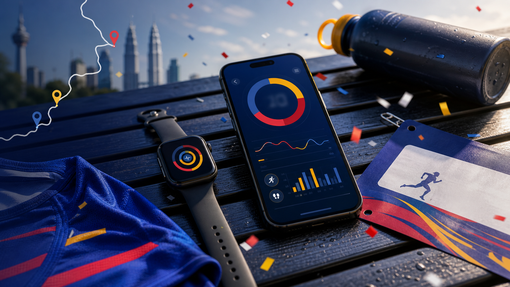 Runner checking distance progress on a fitness tracker